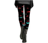 YBWZH Leggings con estampado artístico para mujer, pantalones elásticos suaves para invierno, otoño, casual, talle alto, Y2K, patrón digital de moda, Negro, L