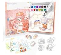 Ybzegrd Libro para Colorear con Acuarelas Princesa Niños: Kit Pintura 3 en 1 con 12 Colores, 3 Tipos de Láminas & Pincel | Manualidades Educativas | Juego Pintar Agua Sin Desorden para Niñas Niños 3+