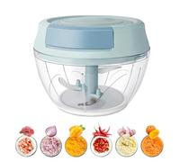 YC Kitchen - Picadora manual de cebolla (500 ml, picadora manual de cebolla con polea, picadora multi con 3 cuchillas de acero inoxidable)