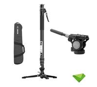 YC Onion Pineta Pro Monopie de Fibra de Carbono con Cabezal Fluido FH60 y Base de Pedal, Soporte de luz, monopie de Viaje liviano con Placa de liberación rápida para cámaras DSLR, cardán, etc.