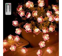 Ycaaeo 3M flores cerezo luces 30LED, Luces Cadena Flores, Decorativo Flores Cerezo con Luces LED, Adecuado para Dormitorios Femeninos/Salas de Estar/Jardines/Bodas(Con control Remoto)