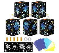 Ycaaeo Juego de 5 faroles de copos de nieve para niños, farolillos de copos de nieve, farolillos de San Martín, manualidades, con LED y papel de manualidades de colores, regalo para niños y niñas