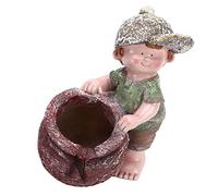 Ycauty Adorno de Maceta Exquisita Decoración con Forma de Niño de Dibujos Animados para Césped de Jardín, Escultura de Resina Sintética Impermeable y Resistente Al Sol para Escritorio del Hogar