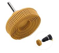 Ycauty Cepillo de Pulido de Cerdas Rueda de Pulido de Metal Duro para Taladro Eléctrico Verde 50# Herramienta de Limpieza Abrasiva de Caucho de Esmeril de 3 Pulgadas para Acabado de Metal (Amarillo)