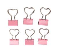 Ycauty Clips de Carpeta en Forma de Corazón Rosa Fuerte Fuerza de Sujeción para Documentos 60 Clips de Metal para Suministros de Oficina