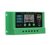 Ycauty Controlador de Carga Solar PWM Chip Duradero para el Hogar y la Industria, Material ABS Carcasa Verde para Regulador de Panel de 12 V 24 V Pantalla LCD Ajustable, Adecuado para Negocios (10A)