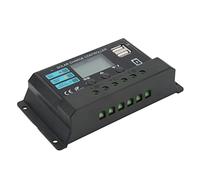 Ycauty Controlador de Panel Solar con Pantalla LCD con Protección de Circuito para Batería de Litio 12 V 24 V Autoadaptación Negro para el Hogar y la Industria (10A)