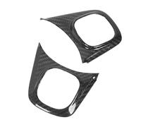 Ycauty Cubierta Decorativa del Ajuste del Botón del Volante de Fibra de Carbono para 500 2020-2023, Acabado de Sarga Brillante 3K, 2 Piezas para Actualización Interior