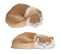 Ycauty Figura de Gato Durmiente de Felpa Realista y Esponjosa para Decoración de Oficina en el Hogar para Niñas, Amantes de los Gatos, Dolientes de Mascotas Perdidas