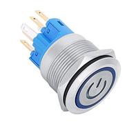 Ycauty Interruptor de Botón con Bloqueo Automático de 6 Pines de Acero Inoxidable para Alta Seguridad y Estabilidad, Fácil Instalación, Nivel de Protección IP65, Tamaño de 22 Mm, 2 Piezas para Uso