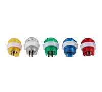 Ycauty Juego de Botones Pulsadores con Iluminación LED de 5 Piezas, Duraderos, Fáciles de Instalar para Consolas de Juegos , Tamaño de Interfaz de 24 Mm, Diseño Colorido