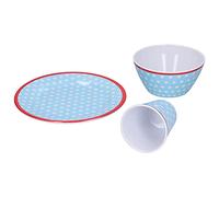 Ycauty Juego de Platos de Ensalada, Elegante Plato de Porcelana de Imitación, Cuenco para Aperitivos para el Hogar, Restaurante, Hotel, Vajilla de Cerámica con Patrón de Puntos Azules para Reuniones