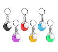 Ycauty Llavero de Raqueta de Tenis de Mesa, Adorno de Bolsa de Murciélago de Pong Portátil Liviano para Fanáticos de los Deportes, Mini Llavero de 6 Piezas Negro