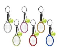 Ycauty Mini Llavero de Raqueta de Tenis para Bolsa, 6 Piezas de Llavero Deportivo de Plástico Portátil Liviano Colgante para Fanáticos y Jugadores, Dorado/plateado/verde/rojo/azul/púrpura