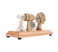 Ycauty Motor Stirling Modelo de Motor LED Juguete Educativo de Aleación de Aluminio para Niños Proyectos Científicos Oro 6.7 X 3.1 X 3.9 Pulgadas LED Multicolor para Aprendizaje de Física