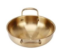 Ycauty Olla de Fideos Portátil de Acero Inoxidable, Liviana para Cocinar Ramen en la Oficina, el Dormitorio, el Campamento o el Hogar, 2,4 Pulgadas, Dorado (Diámetro interior 18cm)