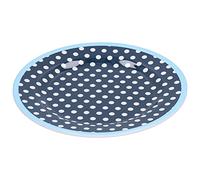 Ycauty Plato Decorativo de Porcelana de Imitación, Ligero para Pasteles, Frutas, Vajilla Reutilizable a Prueba de Arañazos para Ensalada de 9 Pulgadas para Decoración de Cocina (puntos azul oscuro)