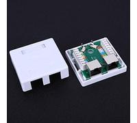 Ycauty Super 5 RJ45-8P8C - Adaptador de conector de pared elegante de 2 puertos para redes domésticas, ABS blanco, paquete de 1