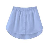 YCBMINGCAN Blusa Falda Larga para Mujer, Bajo Largo con Botones, Falsa Extensión de Camisa, Blusa Elegante, Mini Falda, Camisón Largo, Extender de Camisas, Negro, Blanco, Falda de Camisa, Tallas