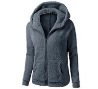 YCBMINGCAN Chaqueta con capucha para mujer, forro polar, chaqueta con capucha, elegante, térmica, forro polar de peluche, cremallera, chaqueta de felpa, chaqueta de peluche, chaqueta de peluche,