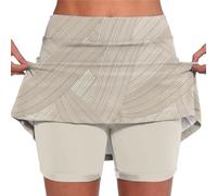 YCBMINGCAN Falda corta para mujer, básica, escort de cintura alta para pilates, falda con pantalones debajo, opaca, línea A, transpirable, cómoda, ropa deportiva de verano, beige, 5XL