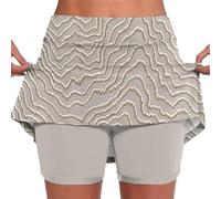 YCBMINGCAN Falda corta para mujer, básica, escort de cintura alta para pilates, falda con pantalones debajo, opaca, línea A, transpirable, cómoda, ropa deportiva de verano, gris, S