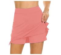 YCBMINGCAN Falda corta para mujer, con cintura alta, para yoga, pilates, falda con pantalones debajo, opaca, línea A, transpirable, para verano, deportes, Rosa., M