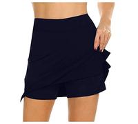 YCBMINGCAN Falda corta para mujer, con cintura alta, para yoga, pilates, falda con pantalones debajo, opaca, línea A, transpirable, para verano, deportes, marine, M