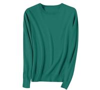 YCBMINGCAN Jersey de lana para mujer de manga larga, cuello redondo, ligero y suave, jersey de punto, blusa de punto, suéter de invierno para mujer cálido, verde, 3XL