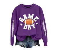 YCBMINGCAN Jersey para mujer, cuello en V, estampado gráfico, cuello redondo, manga larga, suéter de invierno con cremallera, morado, L