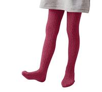 YCBMINGCAN Medias para niña, diseño trenzado, cálidas medias de punto de algodón para niños y bebés, mallas térmicas opacas con patrón de punto para otoño e invierno, Vino, 6-12 meses