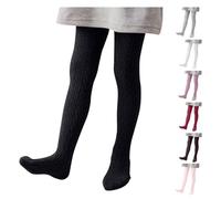YCBMINGCAN Medias para niña, diseño trenzado, cálidas medias de punto de algodón para niños y bebés, mallas térmicas opacas con patrón de punto para otoño e invierno, #01negro, 12-24 meses