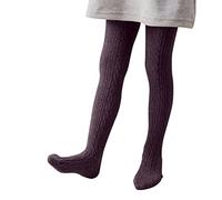 YCBMINGCAN Medias para niña, diseño trenzado, cálidas medias de punto de algodón para niños y bebés, mallas térmicas opacas con patrón de punto para otoño e invierno, morado, 0-6 meses