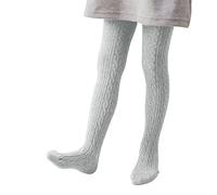 YCBMINGCAN Medias para niña, diseño trenzado, cálidas medias de punto de algodón para niños y bebés, mallas térmicas opacas con patrón de punto para otoño e invierno, gris, 12-24 meses