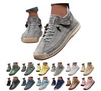 YCBMINGCAN Montela - Zapatillas ortopédicas para mujer, cómodas, ajustables en anchura, planas, informales, zapatos sin cordones para pies anchos, zapatos de piel suave, transpirables, gris, 47 EU