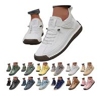 YCBMINGCAN Montela Zapatos Mujer Zapatillas Ortopédicas, Cómodas Ajustables en Anchura Zapatos Planos Casuales, Zapatos Sin Cordones para Pies Anchos, Zapatos de Cuero Suave Transpirables para Mujer