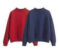 YCBMINGCAN Pack de 2 sudaderas para mujer sin capucha, jersey de gran tamaño para mujer, en conjunto básico, camiseta de manga larga para otoño e invierno, #1-ceniza ligera, XXL