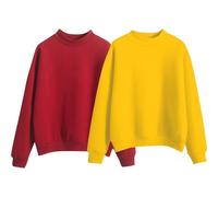 YCBMINGCAN Pack de 2 sudaderas para mujer sin capucha, jersey de gran tamaño para mujer, en conjunto básico, camiseta de manga larga para otoño e invierno, #1-negro, L