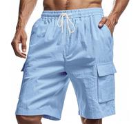 YCBMINGCAN Pantalones cortos cargo para hombre, pantalones cortos de verano para hombre, pantalones cortos de ocio, corte holgado, varios bolsillos, pantalones de trekking, pantalones deportivos