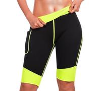 YCBMINGCAN Pantalones cortos de sauna para mujer, pantalones capri, pantalones de jogging, pantalones de neopreno con bolsillo, entrenamiento, yoga, leggings, pantalones deportivos para mujer sexy
