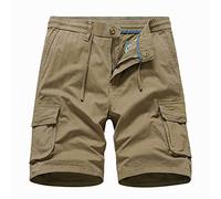 YCBMINGCAN Pantalones cortos de verano para hombre, pantalones cortos atléticos, pantalones cortos de ocio, de algodón, corte holgado, varios bolsillos, pantalones de trekking, pantalones deportivos