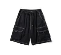 YCBMINGCAN Pantalones cortos de verano para hombre, pantalones cortos cargo informales, pantalones cortos chinos, corte holgado, varios bolsillos, ligeros, monocolor, pantalones de senderismo, cintura