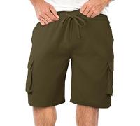 YCBMINGCAN Pantalones cortos de verano para hombre, pantalones cortos cargo para hombre, corte holgado, varios bolsillos, pantalones cargo cortos con cordón, vintage, informales, pantalones cortos