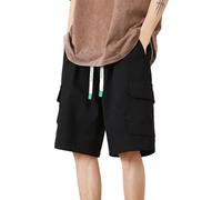 YCBMINGCAN Pantalones cortos deportivos de verano para hombre, informales, para entrenamiento, chinos, cortos, cargo, bermudas, pantalones cortos cargo con cordón, cintura elástica, pantalones cargo