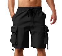 YCBMINGCAN Pantalones cortos para hombre, pantalones cortos cargo para hombre, verano, algodón, bermudas, corte holgado, varios bolsillos, pantalones de trabajo, pantalones de senderismo, bermudas