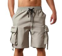 YCBMINGCAN Pantalones cortos para hombre, pantalones cortos cargo para hombre, verano, algodón, bermudas, corte holgado, varios bolsillos, pantalones de trabajo, pantalones de senderismo, bermudas