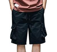 YCBMINGCAN Pantalones cortos para hombre, pantalones cortos cargo para hombre, verano, algodón, bermudas, cintura elástica, pantalones cortos con bolsillos, pantalones de trekking, pantalones