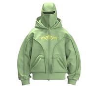 YCBMINGCAN - Pasamontañas con capucha para hombre con cremallera, sudadera con máscara, sudadera con capucha de gran tamaño, suéter gótico, chaqueta hip hop para hombre, otoño e invierno, #2-verde, XL