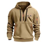 YCBMINGCAN Sudadera con capucha para hombre con cremallera | Sudadera con capucha estilo callejero con diseño de bloque de colores y bolsillos cargo | Sudadera de manga larga para otoño, #1-caqui, XXL