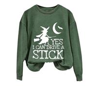 YCBMINGCAN Sudadera para mujer sin capucha con texto "Yes I Can Drive A Stick" para Halloween y chaqueta de invierno para niñas adolescentes, AG., XXL